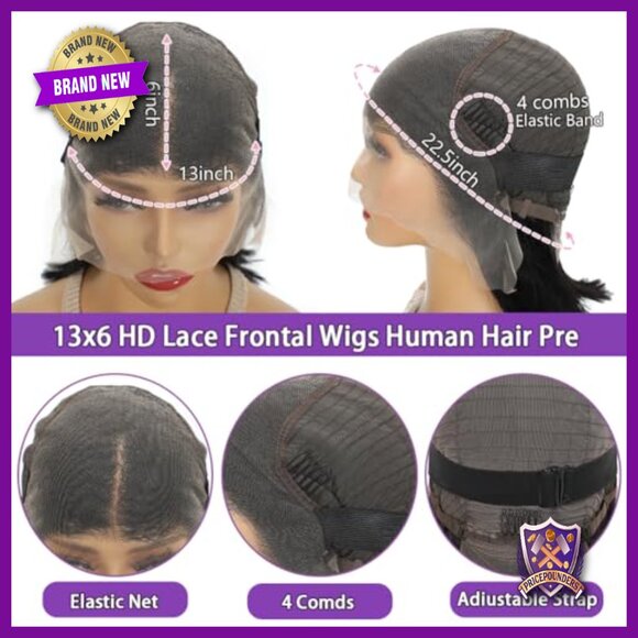 13x6 Lace Front Bob Wig 180% Density Human Hair Glueless Design